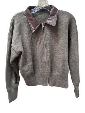 Dazy Brown Sweater Zipper Jacket - Misses Small